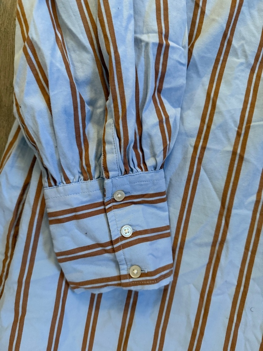 Free Assembly Light Blue and Brown Striped Midi Dress - Picture 9 of 10